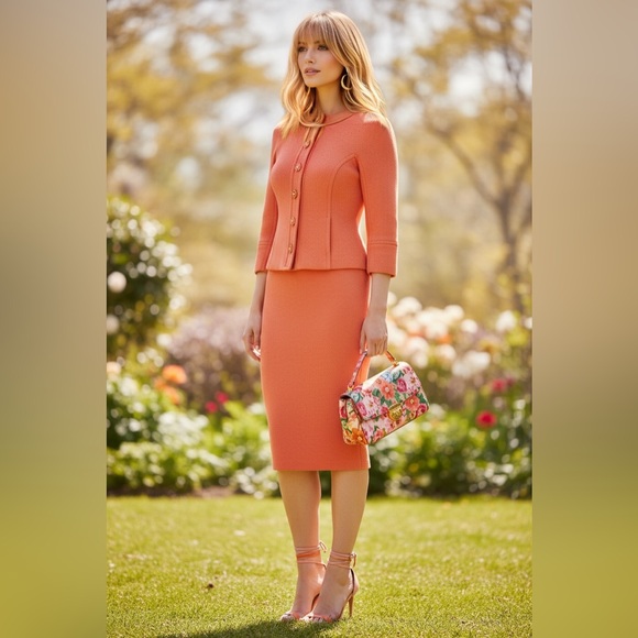 St. John Like New - Orange Blazer & Skirt